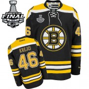 Reebok Boston Bruins NO.46 David Krejci Men's Jersey (Black Authentic Home 2013 Stanley Cup Finals)