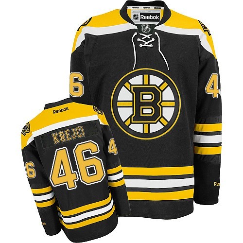 Reebok Boston Bruins NO.46 David Krejci Men's Jersey (Black Authentic Home) Reebok Boston Bruins NO.46 David Krejci Men's Jersey (Black Authentic Home)